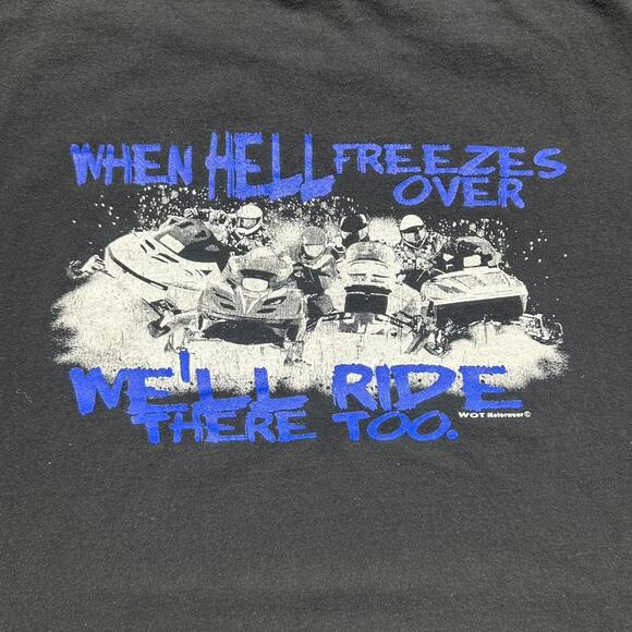 Vintage Y2K Wide Open Throttle Snowmobile Racing Tee Mens 2XL Black Skater Shirt - Picture 2 of 5